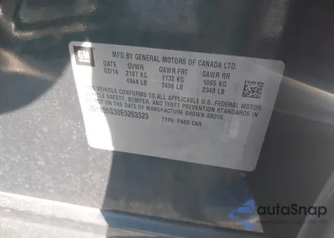 2014 Chevrolet Impala 2Lz z USA, uszkodzony, nr VIN 2G1155S30E9263329